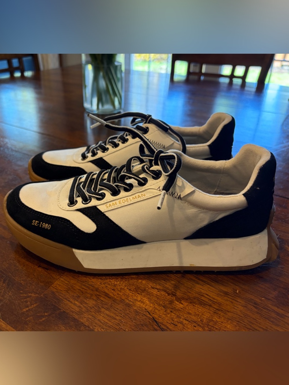 Sam Edelman Layla Sneakers, Black Suede/ White Nylon, 8.5 - Picture 6 of 11